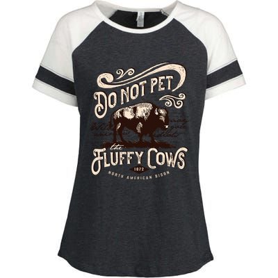 Vintage Do Not Pet the Fluffy Cows American Bison Enza Ladies Jersey Colorblock Tee