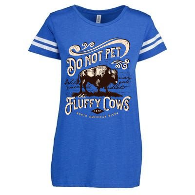 Vintage Do Not Pet the Fluffy Cows American Bison Enza Ladies Jersey Football T-Shirt