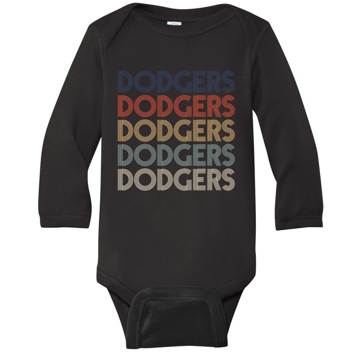 Vintage Dodgers Name Personalized Retro Gift Men Women Baby Long Sleeve Bodysuit