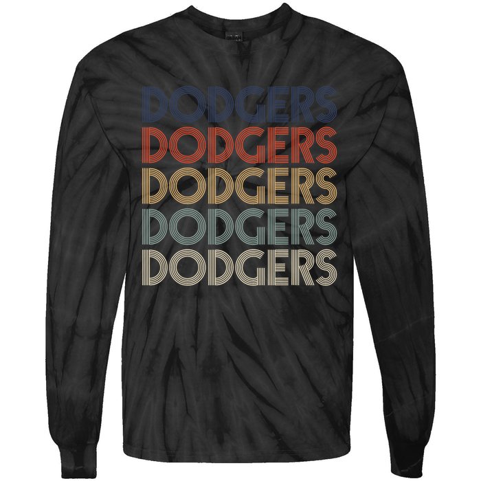 Vintage Dodgers Name Personalized Retro Gift Men Women Tie-Dye Long Sleeve Shirt