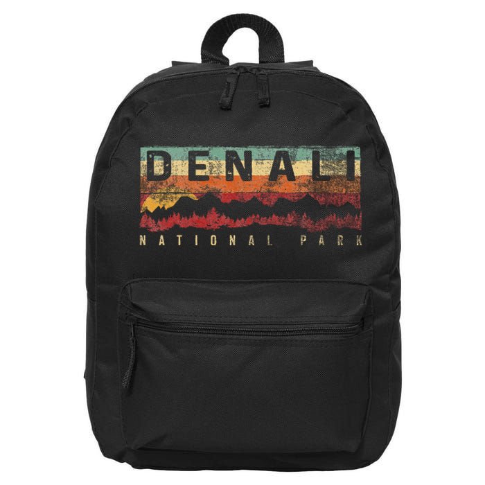 Vintage Denali National Park Denali Alaska 16 in Basic Backpack