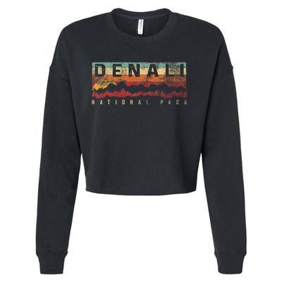Vintage Denali National Park Denali Alaska Cropped Pullover Crew