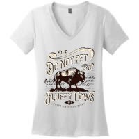 Vintage Do Not Pet the Fluffy Cows American Bison Women's V-Neck T-Shirt