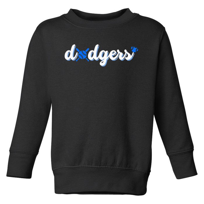 Vintage Dodgers Name Retro Styles 80s 90s Toddler Sweatshirt