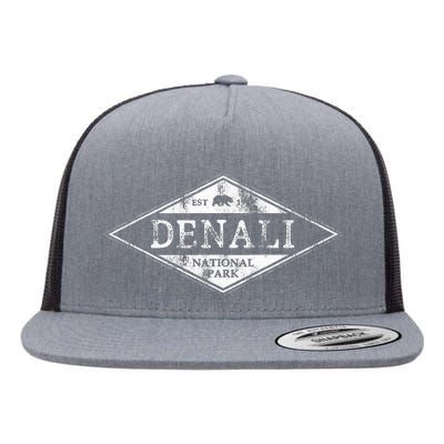 Vintage Denali National Park Alaska Flat Bill Trucker Hat