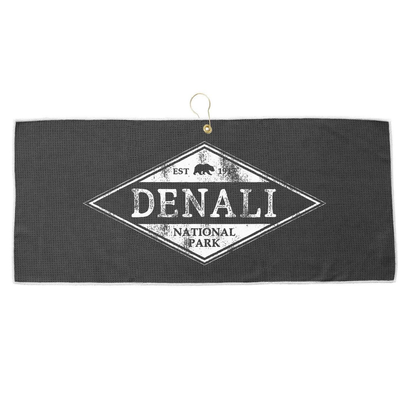 Vintage Denali National Park Alaska Large Microfiber Waffle Golf Towel