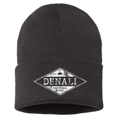 Vintage Denali National Park Alaska Sustainable Knit Beanie