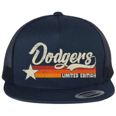 Vintage Dodgers Name Throwback Retro Gift Flat Bill Trucker Hat