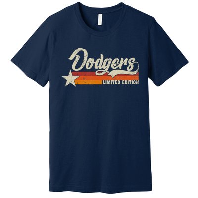 Vintage Dodgers Name Throwback Retro Gift Premium T-Shirt