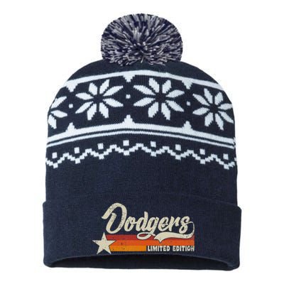 Vintage Dodgers Name Throwback Retro Gift USA-Made Snowflake Beanie