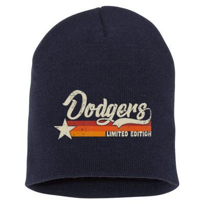 Vintage Dodgers Name Throwback Retro Gift Short Acrylic Beanie