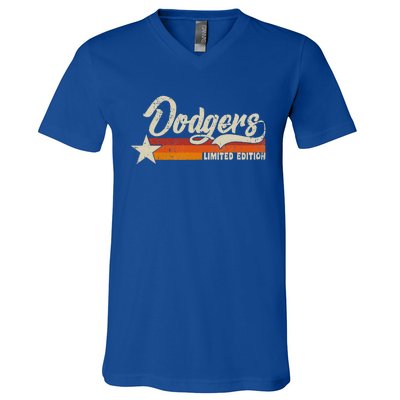 Vintage Dodgers Name Throwback Retro V-Neck T-Shirt