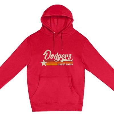 Vintage Dodgers Name Throwback Retro Premium Pullover Hoodie