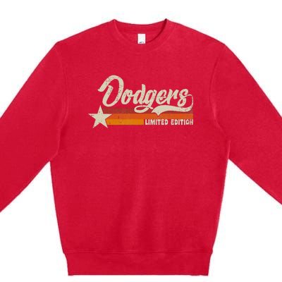 Vintage Dodgers Name Throwback Retro Premium Crewneck Sweatshirt