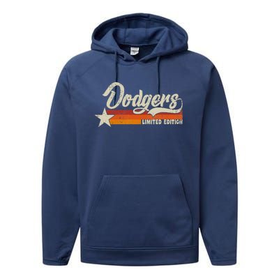 Vintage Dodgers Name Throwback Retro Performance Fleece Hoodie