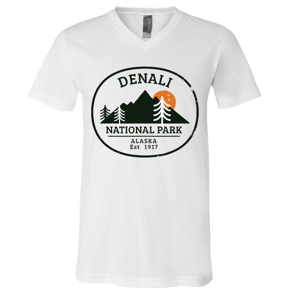 Vintage Denali National Park Alaska V-Neck T-Shirt