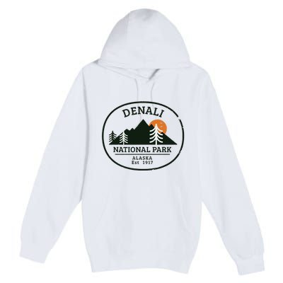 Vintage Denali National Park Alaska Premium Pullover Hoodie