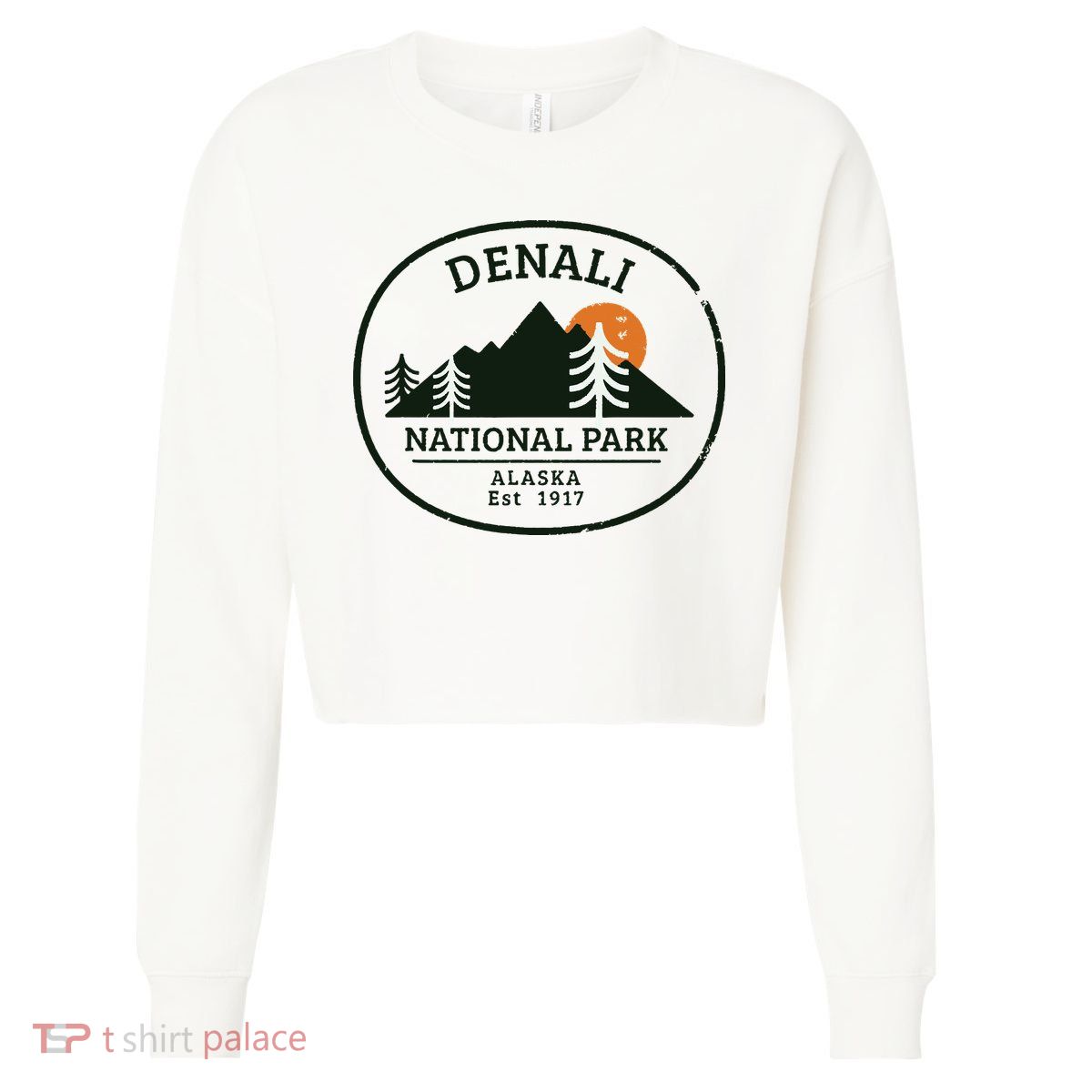 Vintage Denali National Park Alaska Cropped Pullover Crew