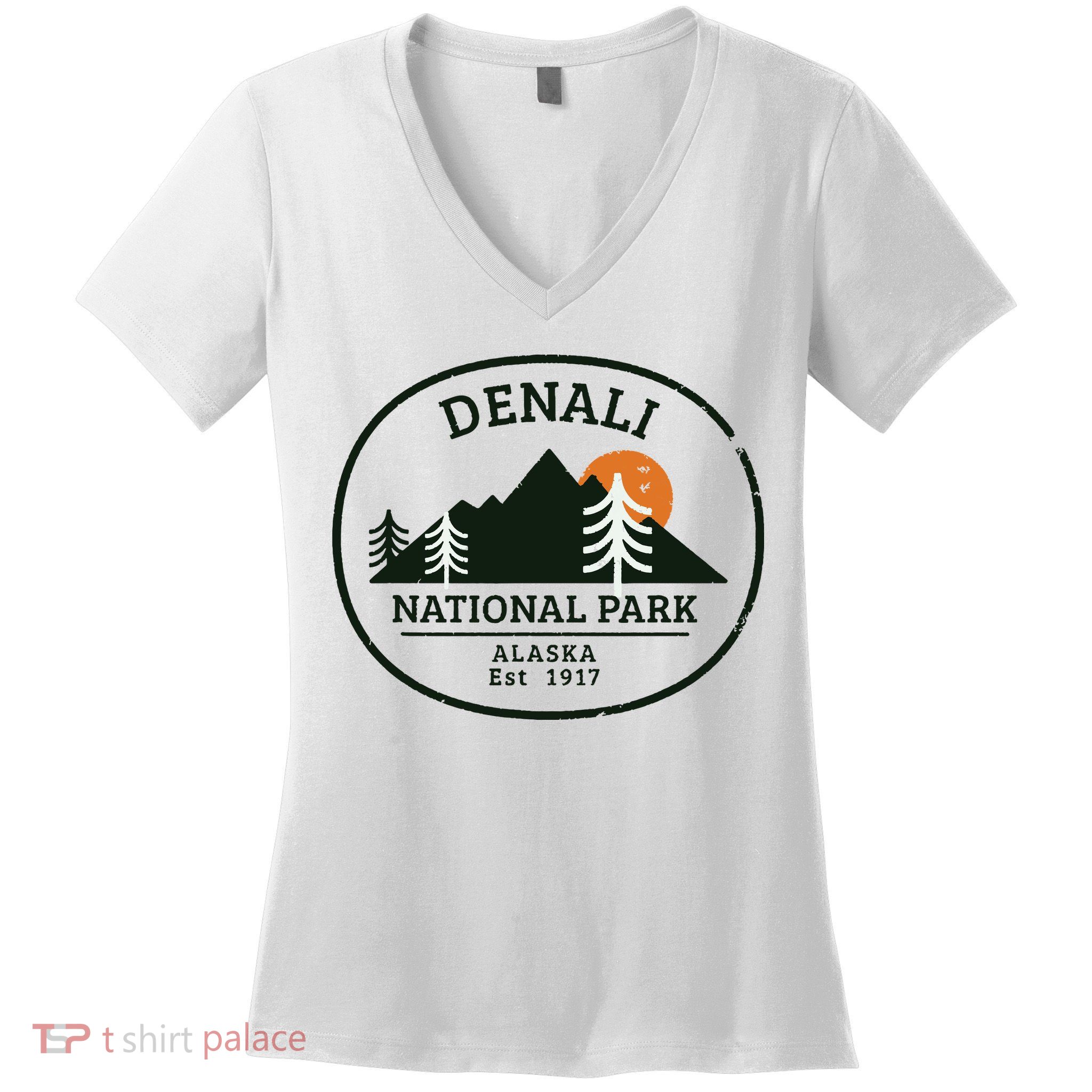 Vintage Denali National Park Alaska Women's V-Neck T-Shirt