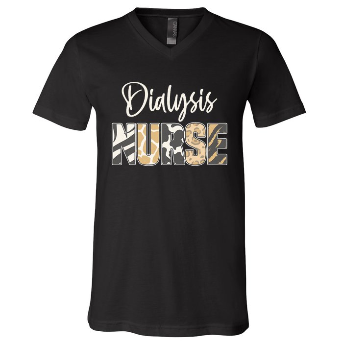 Vintage Dialysis Nurse Gifts For Heart Nephrology Nursing V-Neck T-Shirt