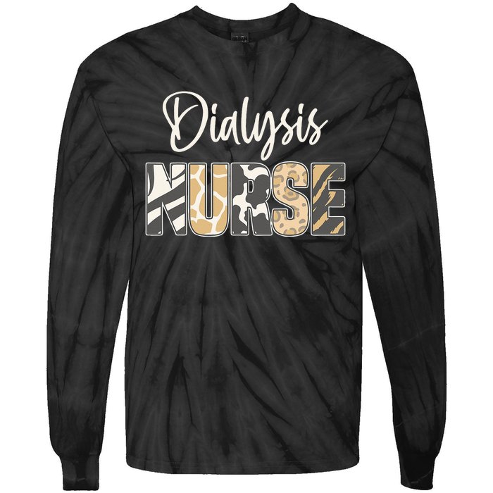 Vintage Dialysis Nurse Gifts For Heart Nephrology Nursing Tie-Dye Long Sleeve Shirt