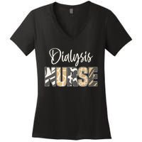 Vintage Dialysis Nurse Gifts For Heart Nephrology Nursing Women's V-Neck T-Shirt