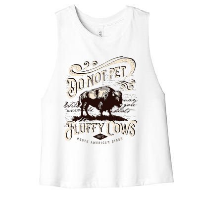 Vintage Do Not Pet The Fluffy Cows American Women's Racerback Cropped Tank