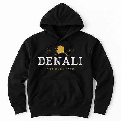 Vintage Denali National Park Alaska Souvenir Est 1917 Hoodie