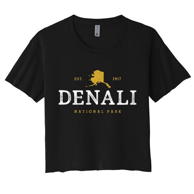 Vintage Denali National Park Alaska Souvenir Est 1917 Crop Top