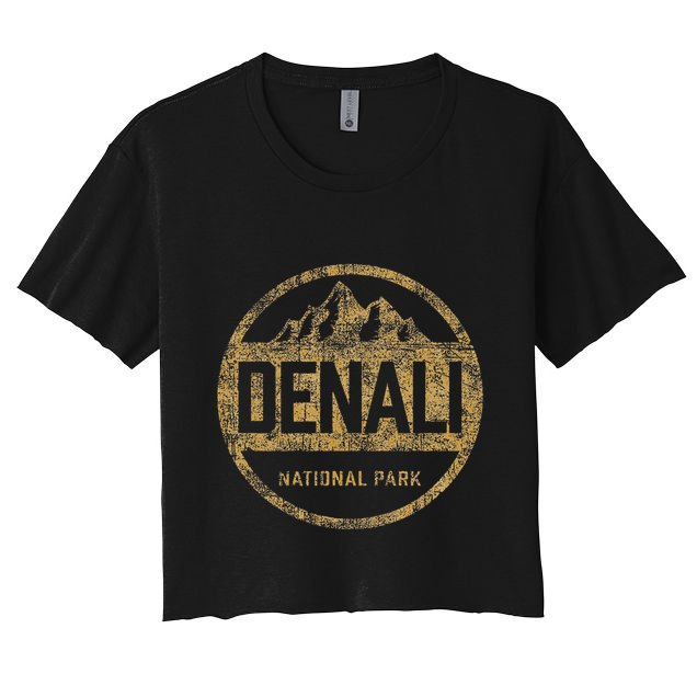 Vintage Denali National Park Alaska Souvenir Retro Crop Top
