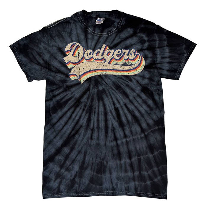 Vintage Dodgers Name Throwback Retro Tie-Dye T-Shirt