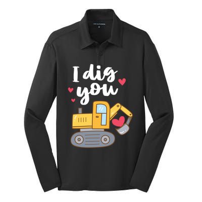 Valentine's Day Outfit I Dig You Digger Gift Silk Touch Performance Long Sleeve Polo