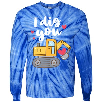 Valentine's Day Outfit I Dig You Digger Gift Tie-Dye Long Sleeve Shirt