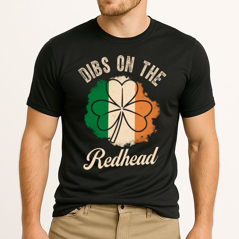 Vintage Dibs On The Redhead Irish St PatrickS Day Shamrock Performance Shirt