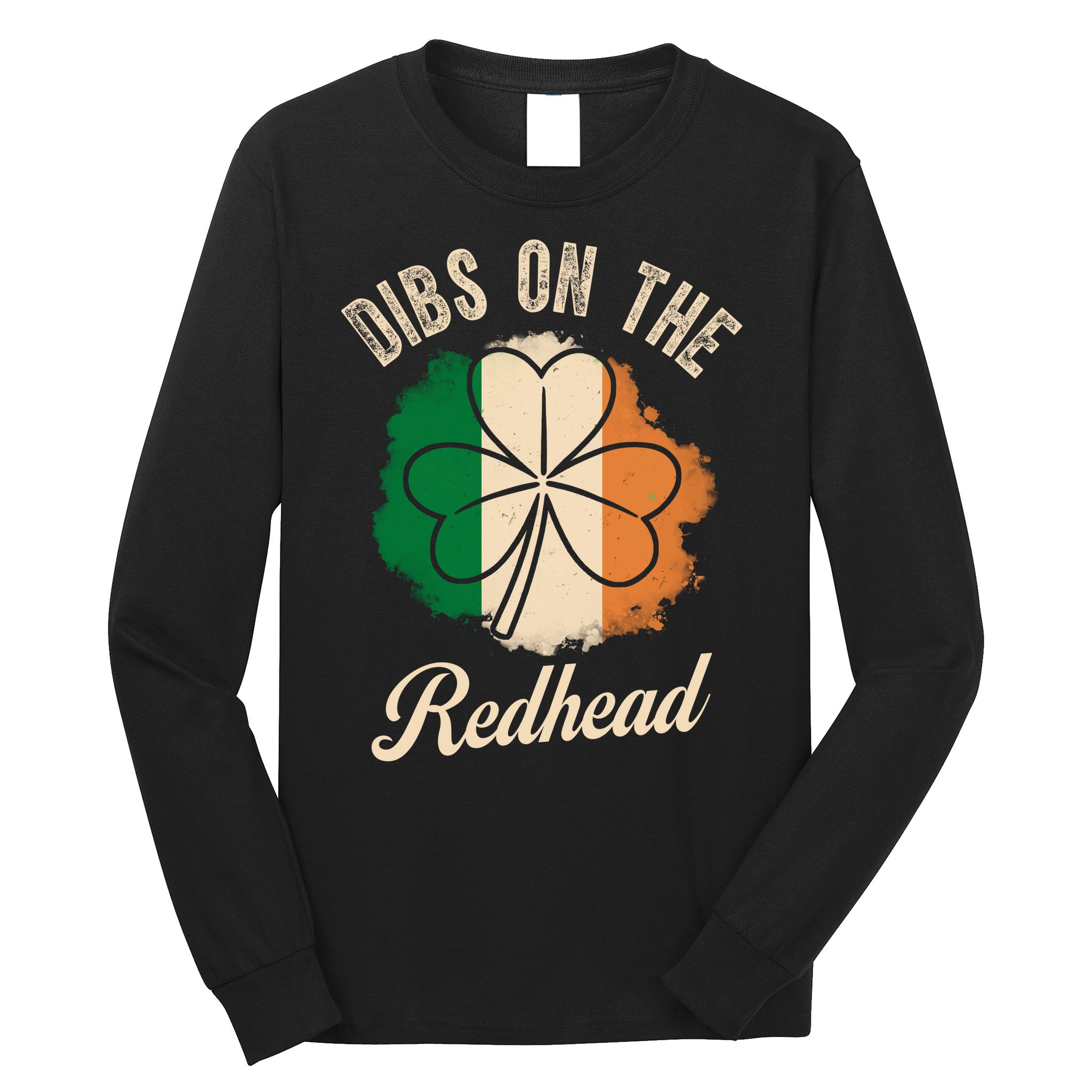 Vintage Dibs On The Redhead Irish St PatrickS Day Shamrock Long Sleeve Shirt
