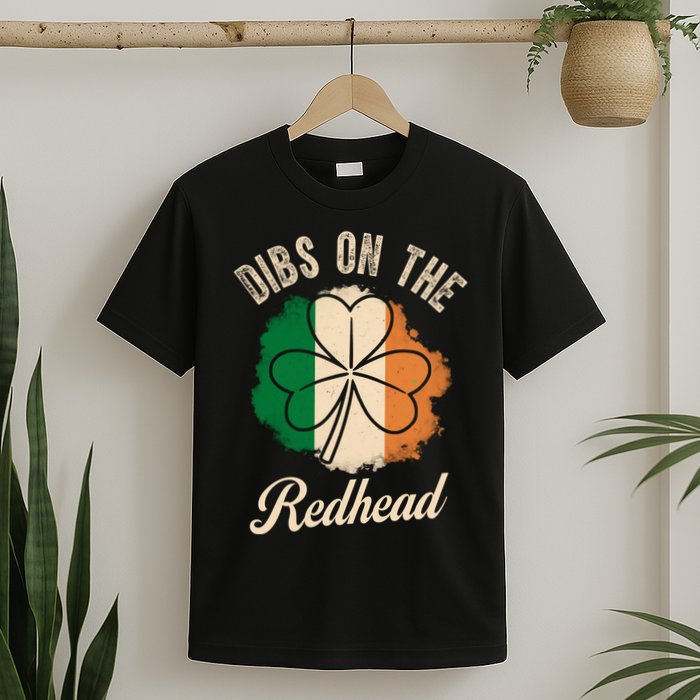 Vintage Dibs On The Redhead Irish St PatrickS Day Shamrock T-Shirt