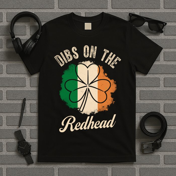 Vintage Dibs On The Redhead Irish St PatrickS Day Shamrock T-Shirt