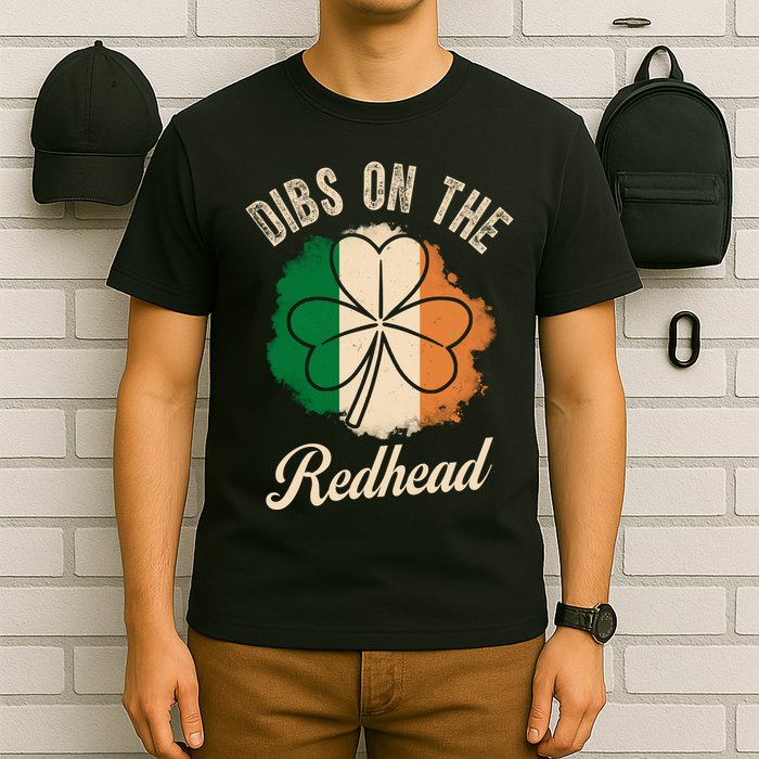 Vintage Dibs On The Redhead Irish St PatrickS Day Shamrock T-Shirt