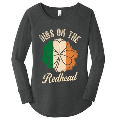 Vintage Dibs On The Redhead Irish St PatrickS Day Shamrock Women's Perfect Tri Tunic Long Sleeve Shirt