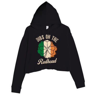 Vintage Dibs On The Redhead Irish St PatrickS Day Shamrock Crop Fleece Hoodie