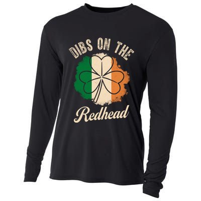 Vintage Dibs On The Redhead Irish St PatrickS Day Shamrock Cooling Performance Long Sleeve Crew