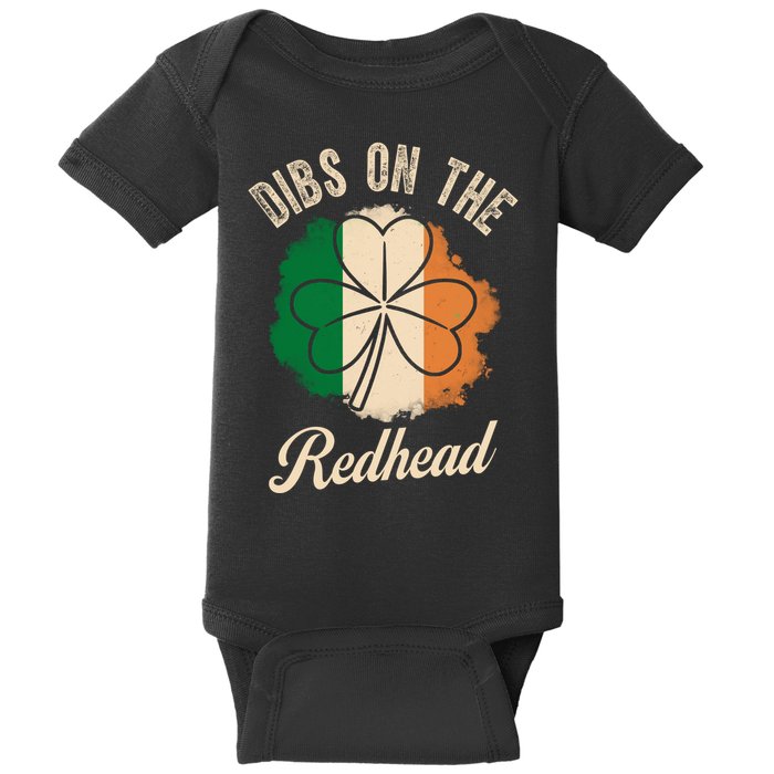 Vintage Dibs On The Redhead Irish St PatrickS Day Shamrock Baby Bodysuit
