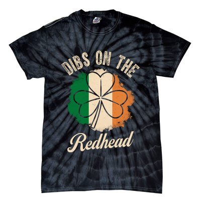 Vintage Dibs On The Redhead Irish St PatrickS Day Shamrock Tie-Dye T-Shirt