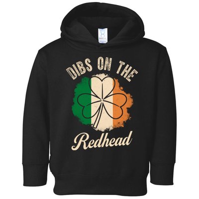 Vintage Dibs On The Redhead Irish St PatrickS Day Shamrock Toddler Hoodie