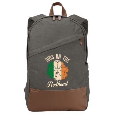 Vintage Dibs On The Redhead Irish St PatrickS Day Shamrock Cotton Canvas Backpack