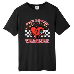 Valentines Day One Loved Teacher Retro Groovy Heart Tall Fusion ChromaSoft Performance T-Shirt