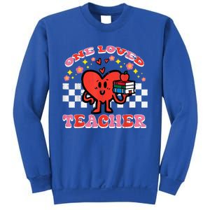 Valentines Day One Loved Teacher Retro Groovy Heart Sweatshirt