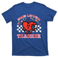 Valentines Day One Loved Teacher Retro Groovy Heart T-Shirt