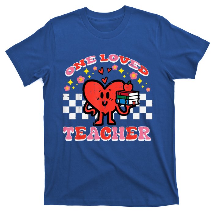 Valentines Day One Loved Teacher Retro Groovy Heart T-Shirt