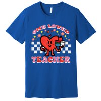 Valentines Day One Loved Teacher Retro Groovy Heart Premium T-Shirt